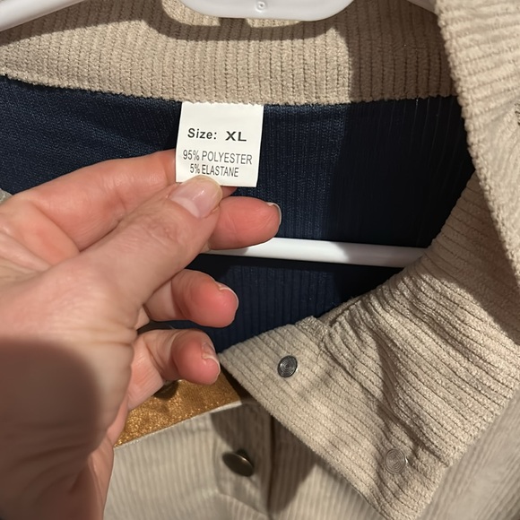 NWT Corduroy Colorblock Pullover Top Beige & Blue With Brown Accents Size XL - Picture 8 of 10